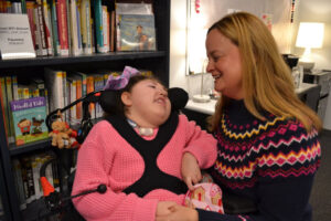 Shannon Perry poses for a photograph with her daughter Mary Beth, a “medically complex” nine-year-old student at the Kevin O’Grady School in Beverly, part of the Northshore Education Consortium, a member of the Massachusetts Organization of Educational Collaboratives (MOEC).